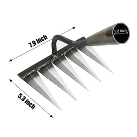 Ironrake The Heavy-Duty Iron Weeding Rake,1pc Iron Rake for Gardening and Weeding with 5 Metal Tines,Weeding Rake for Sturdy Dethatching,Ironrake for Backyard Lawn Loosening Planting Weeding | RETOONGKING