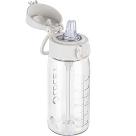 OLDLEY Kids Water Bottles with Straw 420ml/14oz BPA Free Tritan Water Bottle with Handle Leakproof Time Marker School Sports Drinking Bottle for Toddler Boys Girls (Transparent)