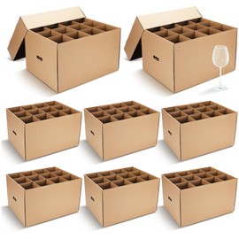 Feifeiya 8 Pack Wine Glass Moving Boxes Kitchen Moving Boxes with Handle Kitchen Kit with Lid for Dish Glassware(20 x 15 x 12 Inch)