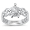CloseoutWarehouse Sterling Silver Flatback Sea Turtle Puzzle Ring Size 7