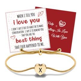 VGROSIA Gold Bracelet For Women Initial Heart Stainless Steel Charm Bracelet Birthday Gifts For Women X