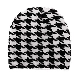 Newfancy Women Men Winter Hats Houndstooth Print Beanie Knitted Soft Warm Slouchy Skull Ski Cap