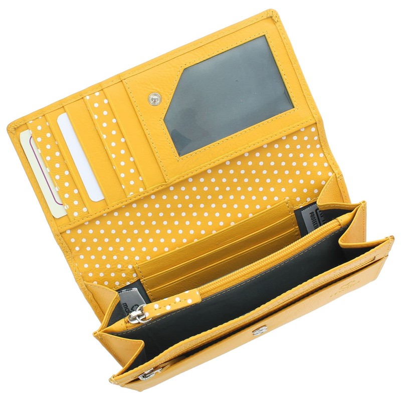 Mala Leather Moonflower Collection Leather Flap Over Purse RFID Blocking