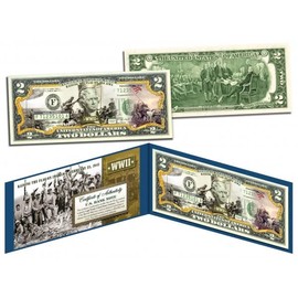 World WAR II - Raising The Flag on IWO JIMA Uncirculated Two Dollar Bill Special Edition Collectible Display Holder and Certificate
