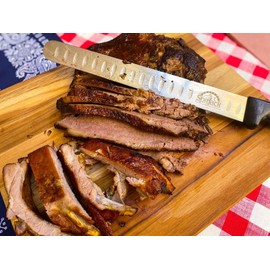 SPITJACK BBQ Smoked Brisket Knife for Meat Carving and Slicing - SS, Granton Edge, 11 Inch Blade