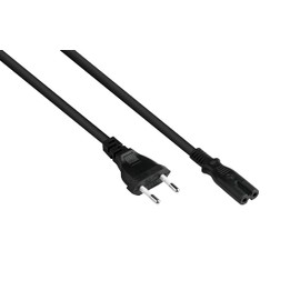 Kabelmeister Euro Power Cable - 50 cm - Euro Plug Type C (Straight) to C7/Euro 8 Socket (Straight) - Copper Conductor - 0.75 mm² - for TV, Console, Radio, Power Supply - Black - Quality Product from