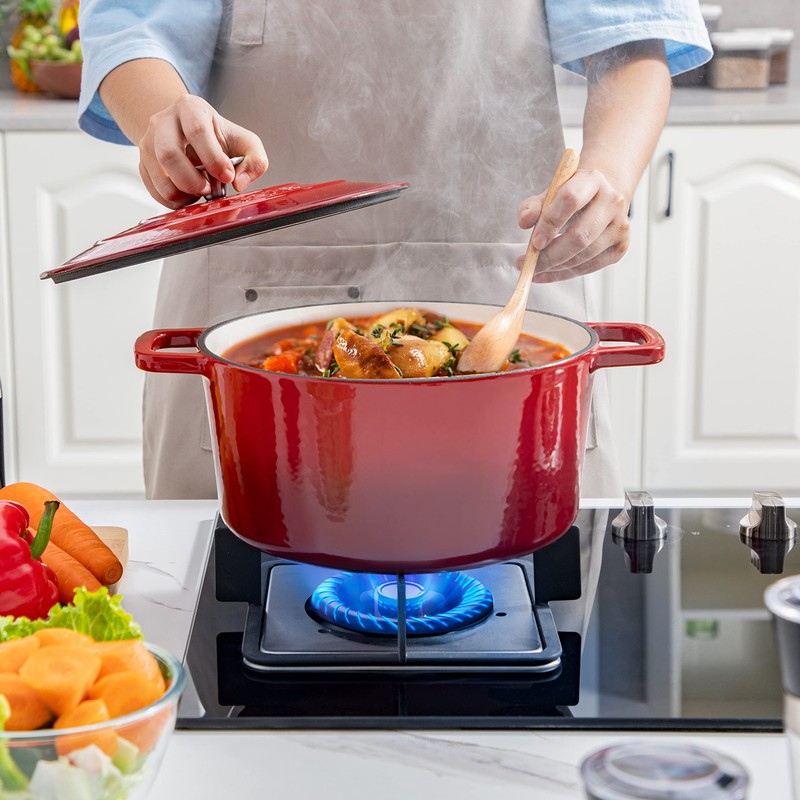 Velaze 6 QT Enameled Cast Iron Dutch Oven, Dual Handles