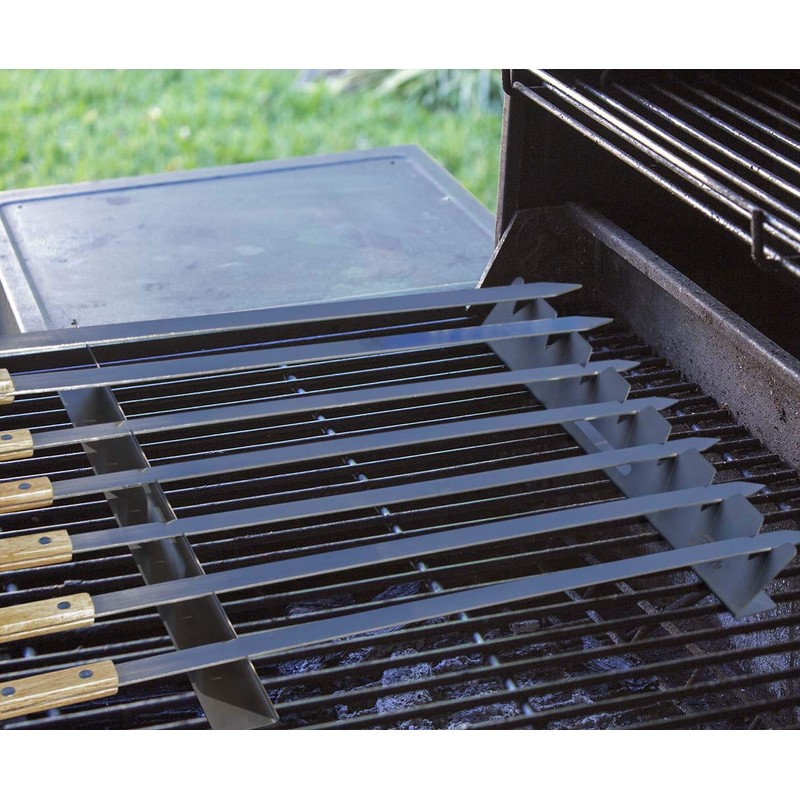 GOUTIME Stainless Steel Shish Kabob Skewer Rack with Storage Bag,