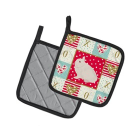 Caroline's Treasures CK5391PTHD Hermelin Rabbit Love Pair of Pot Holders potholders, Multicolor