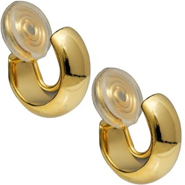 CRAIFE Earring Pierced Look Earrings Also Available in Pierced Version Metal Allergy Friendly Painless Earrings Ear Cuff Simple Puffy Gold/Silver, Sterling Silver