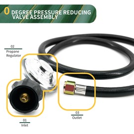 Rixordd 5 Feet Universal Propane Regulator and Hose - Low Pressure, QCC1 Compatible, Ideal for Most LP Gas Grills, Heaters, and Fire Pit Tables - 3/8" Female Flare Nut