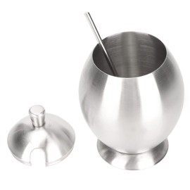 TOPINCN Condiment Container, Stainless Steel Egg Shaped Oval Condiment Jar With Spoon, Sugar Container For Kitchen Resturant