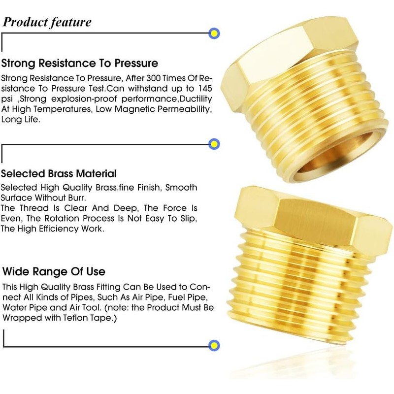 TAILONZ PNEUMATIC Brass Threaded Pipe Fitting 1/2 Inch BSP Male