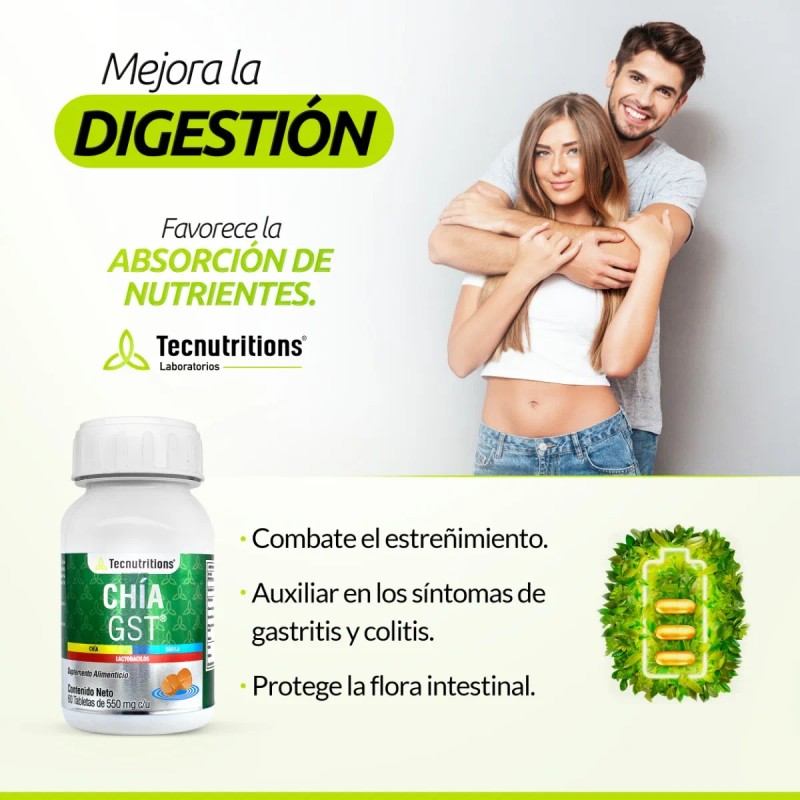 Suplemento Chía Gst, Tecnu® Gastritis, Colitis Y Digestión Sabor Sin