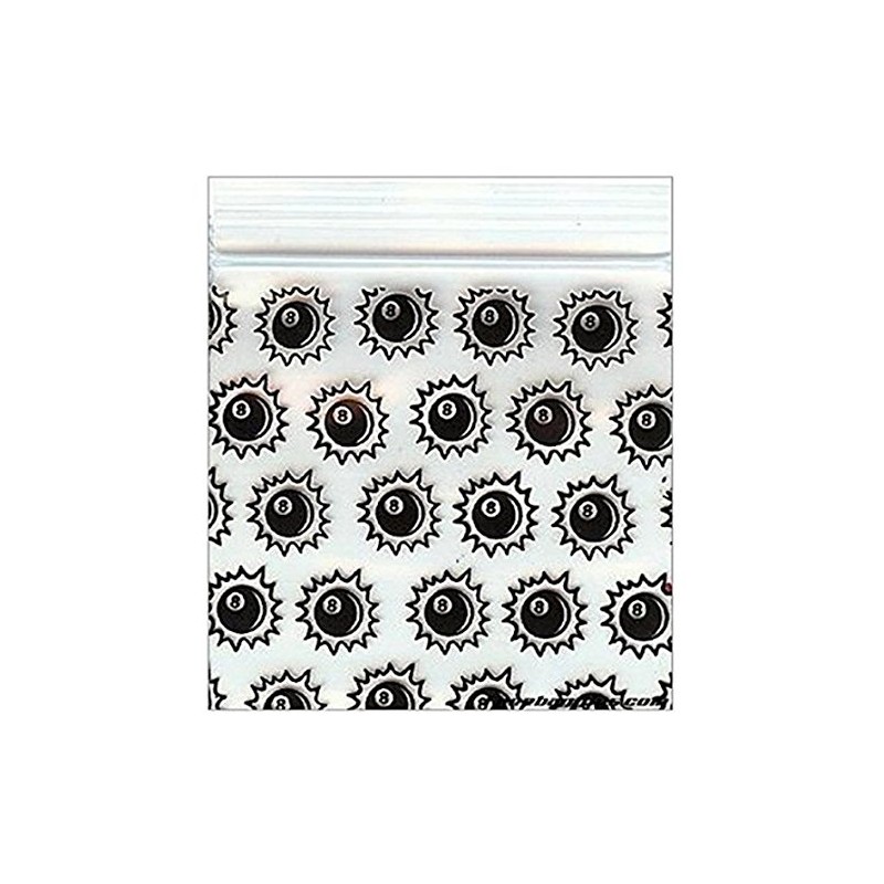 200-1.25" x 1.25" 8 Ball Baggies Design Plastic Ziplock Baggies