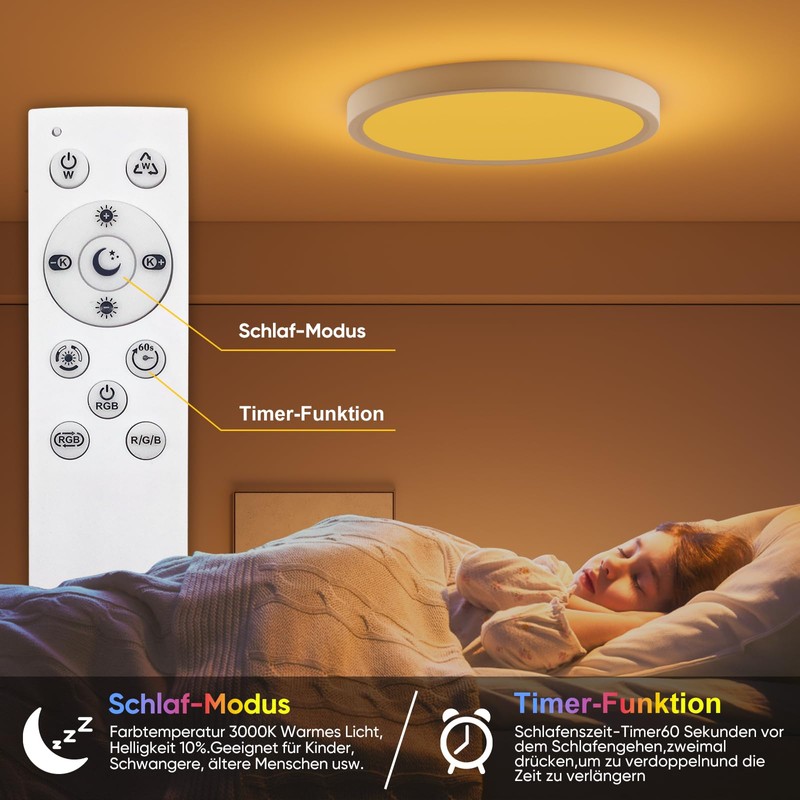 DetarZinLED Ceiling Light LED Ceiling Light Dimmable with Remote Control