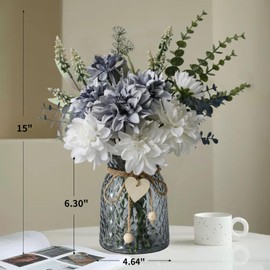 Leftover Fake Flowers in Vase,Faux Flowers in Vase,Table Centerpieces for Dining Room,Flower Centerpieces for Tables,Artificial Flowers,Kitchen Decor,Coffee Table Decor