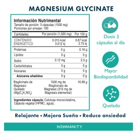 Magnesium Glycinate Bewelly | 300 Cápsulas | Alta Absorción | Relajación Muscular, Sueño y Sistema Nervioso | Fórmula Suave y Potente