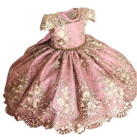 NNJXD Fancy Girls Dress New Year Party Evening Gowns Elegant Princess Dress Ball Gowns Wedding Kids Dresses for Girls Size (110) 3-4 Years Pink # 2