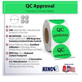 Kenco - Pegatinas de control de inventario de círculo de 2 pulgadas para envío e inventario - 500 etiquetas adhesivas permanentes por rollo fabricado en los Estados Unidos (aprobación de control de calidad, 1 paquete)