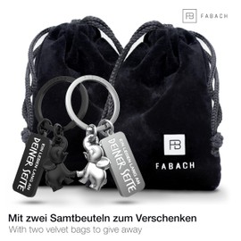 FABACH Love Keyring for Couples – 2 Elephants with Heart – I Love You Keyring Elephant – Girlfriend Gift Love – Couple Keyring Couple Love Gifts Partner, Black and silver, Modern