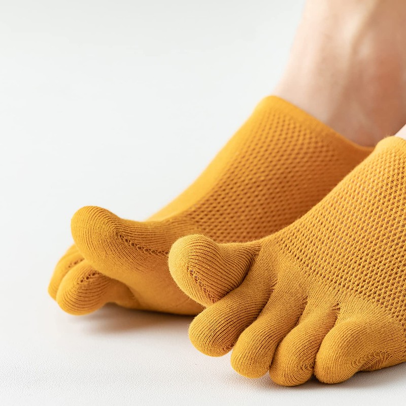 Yazon Men's 5 Toe Socks, Summer Ankle Socks, Cotton Mesh,