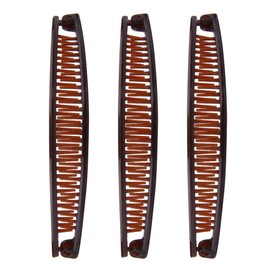 1st Choice 3 Pieces Clincher Combs Banana Combs Banana Clip Grip Comb Fishtail Fish Hair Lady Fish Shape Ponytail Banana Clip Girls Long Women Clamp Accessory (Brown)