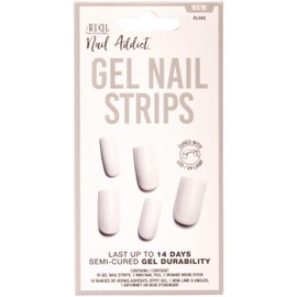 Ardell Nail Addict Semi Cured Gel Nail Strips - Blanc, Long-Lasting Wraps, Easy to Apply Nail Stickers, Cures with UV/LED Lamp, 16 Strips, Nails Kit, 1 Pack