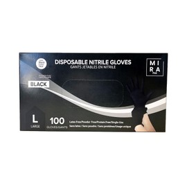 Mira Pak Black Nitrile Disposable Gloves 4 Mil Food-Safe, Latex & Powder Free, Textured Fingertips Gloves (Small (Pack of 100))