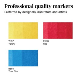 Winsor & Newton 0290190 ProMarker Set - Primary Colours, 3 Layout Markers in a Set, with 2 Tips, Fine and Wide for Drawings, Design and Layouts