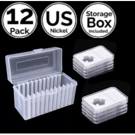 HHZ Collectibles 12 Pack 0.83 IN 21 mm Slab Coin Snap Holder w/ 12 Slot Storage Box Fit US Nickel