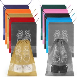 10 Pack Portable Shoe Bags for Travel, 17.3"X12.6" Waterproof Shoes Organizers Storage Pouch for Traveling, Large Shoes Pouch with Rope for Men and Women