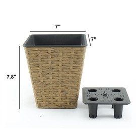 ZJMTOCYU Stylish and Functional Self-Watering Planter, Hand-Woven Wicker, 2-Pack for Indoor and Outdoor Use, Brown
