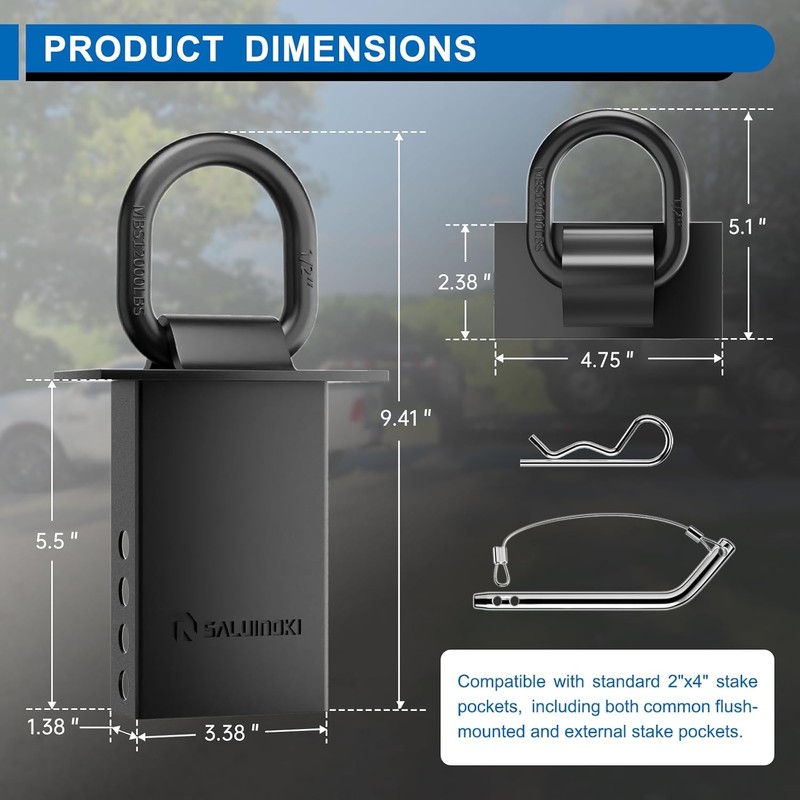 Stake Pocket D Ring for Trailer Heavy Duty, D-Ring Stake