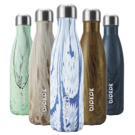 BJPKPK 17 oz Stainless Steel Insulated Water Bottles Reusable Sports Water Bottle for Travel,Wood Denim Graphics