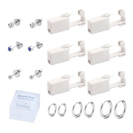 Yokimico Pack of 6 Ear Piercing Gun, Disposable Ear Piercing Gun with Ear Studs, Sterile Disposable Ear and Nose Piercing Gun for Girls, Women and Men, Plastic, metal