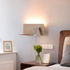 Modern LED Wall Sconce for Bedroom,Wood Plug in Wall Light