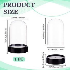 AHANDMAKER Acryl Vitrine Kuppelglocke Globus 9.3 x 13.5cm Schwarzer Sockel Kristallkuppel Glocke Glas Vitrine Für Figuren Pflanzen Hochzeitsdekorationen