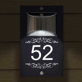 Custom Signs Solar Illuminated Modern Anthracite House Number Sign 24cm x 14.5cm Decorative Ornaments Design