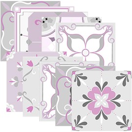 DOITOOL 10pcs Tile Stickers, Pink Tiles Marble Decor, Pink Table Decor, Marble Tile, Vinyl Floor Tile, Vintage Wall Decor, Tile Decal for Home Wall Tile Sticker, Peel and Stick Sticker Affixed