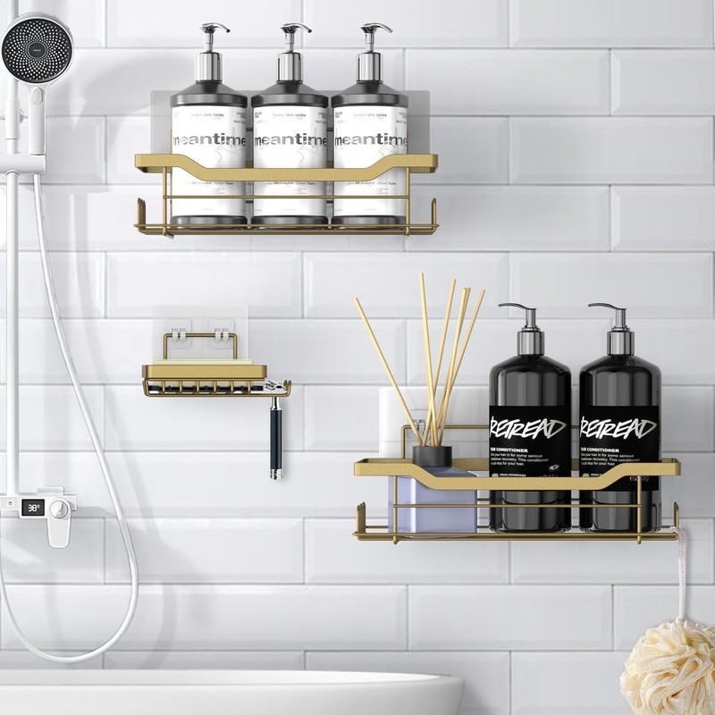 BATHDESIGN Shower Caddy Shelves Organizer Rack, 3 Pack Shower Caddy
