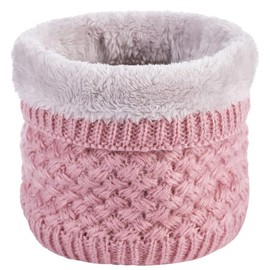 Neck Warmer Scarf for Women Men Warm Ski Neck Gaiter Fleece Knitted Circle Loop Scarf (Solid Pink)