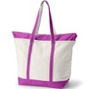 Lands' End Natural Long Handle Zip Top Canvas Tote Natural/violet