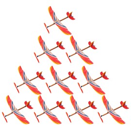 Toyvian 10 PCS Rubberband Powered Airplane Kits Flying Glider Planes Toys Windup Flying Copter Toys Handout Glider Model Kids Party Favors