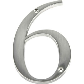 Distinctions by Hillman 843326 4-Inch Brushed Nickel Flush-Mount House Number 6