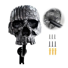 Tooyuart Helmet Holder,Skull Helmet Holder Wall Mount Helmet Rack with 2 Hooks Helmet Hanger for Coats,Caps,Baseballs,Rugby Helmet,Motorcycle Accessories