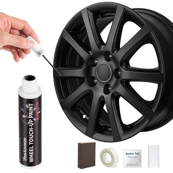 Black Rim Touch Up Paint, Car Wheel Repair Kit, Wheel Touch Up Paint Pen, Quick And Easy Repairs for Curb Rash, Scuff And Scratch (Gloss Black)