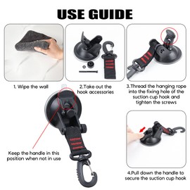 4pcs Heavy Duty Suction Cups - Suction Vacuum Hooks Hook, Tent Sucker Hooks, Carabiner for Caravan Awnings, Camping Accessories, Bearing for Tarps, Car Cover, Camping Tarp Accessory