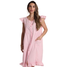 Dreamcrest 100% Cotton Sleeveless Night Gown for Women Cute Floral Summer Sleep Dress, Pink Throttle, Medium