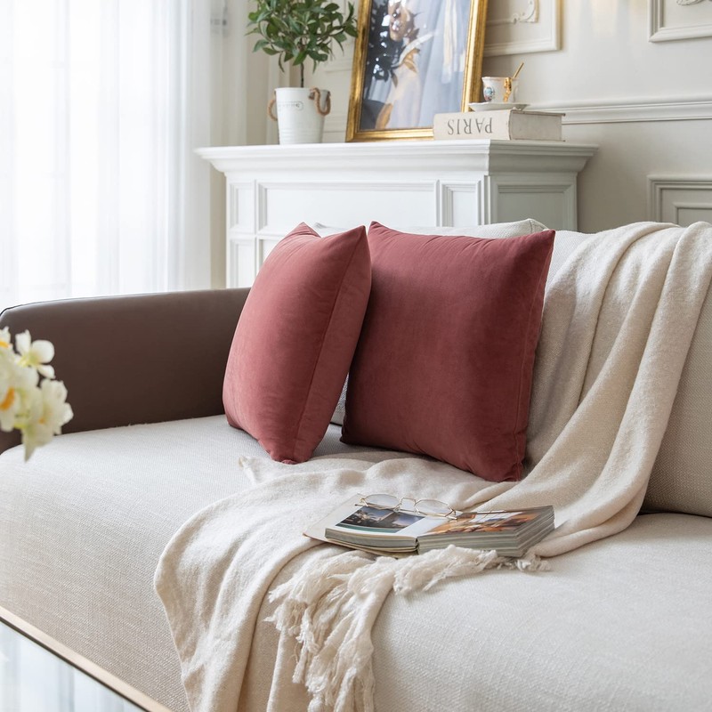 Rythome Set of 2 Velvet Throw Pillow Covers for Couch